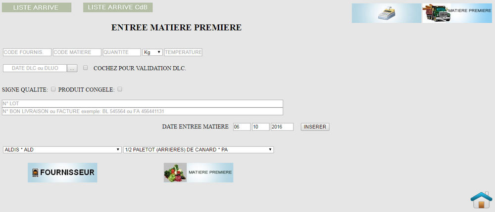 ENREGISTREMENT MATIERE PREMIERE